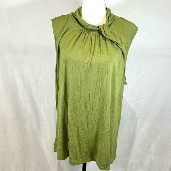 Tropical green mock twisted neck top size 22/24W - Picture 1 of 4